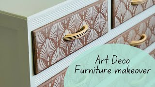 Art Deco Furniture Flip | Dixie Belle | Vintage Bird | Pureco | Stencilled