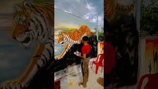 Tiger wall painting ll #tiger #youtubeshorts #shorts #trending #wallpainting