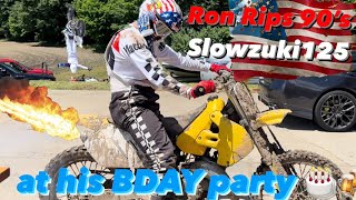 Ronnie Mac 69 Rips 1999 SLOWZUKI RM 125 at his bday party 🎂🍻