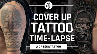 TATTOO TIME-LAPSE #102 | TWO DAYS ON THE ROW COVER UP