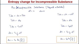 Lecture 17 l Entropy change for Incompressible Substances l Polytropic Process l Adiabatic Process