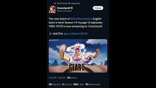 One Piece Episodes 1062-1073 English Dub Release Date! #onepiece #wano #luffy #gears5