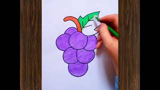 تعليم الرسم والتلوين للأطفال 🎨طريقة رسم العنب للمبتدئين |كيف ترسم الفواكه How to draw grapes