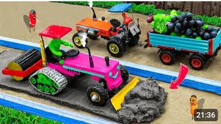 Diy tractor mini Bulldozer to making concrete road | Construction Vehicles, Road Roller | @Sunfarm