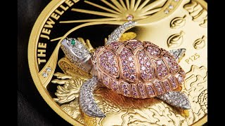 2024 Australia 10 Ounce Jewelled Turtle Pave Diamond Gold Proof Coin