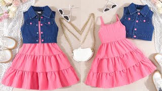 Beautiful layered Baby Frock With Jacket Cutting and Stitching | DIY Very Easy and Trendy Baby Dress