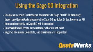 Using Sage 50 Integration with QuoteWerks