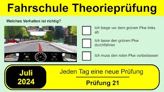 🚘 Führerschein Theorieprüfung Klasse B 🚗 Juli 2024 - Prüfung 21 🎓📚