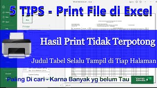 Cara Print di Excel Yang Benar  ‼ - Tanpa Terpotong dan Judul Tabel ada disetiap lembar file ✅