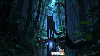 Mystical cats in the night AI animation