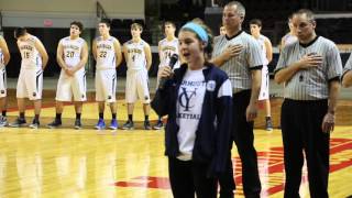 Parker Sings National Anthem at Civic Center