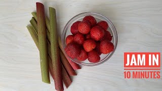 Strawberry Rhubarb jam at 10 minutes |super fast jam