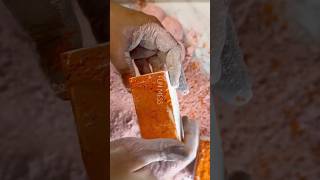 Fresh Gym Chalk Halves with Orange Holi Powder #gymchalk #gymchalkasmr #satisfying #asmr #shorts