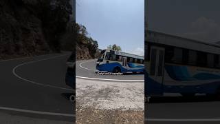 #tnstcbus blue bus with mass harn in sharp curve ghat road #drivingskills #buslovers