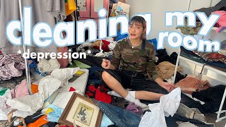 clean my depression room with me // declutter + organize my *CHAOS*