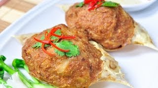 Thai Food - Deep Fried Crab Meat and Minced Pork in Crab Shell (Pu Ja)