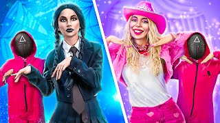 Miercuri Addams și Barbie în Provocarea Squid Game! Squid Game în viața reală