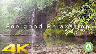 Extreme relaxing waterfall at a crystal clear pond 10 hours 4K