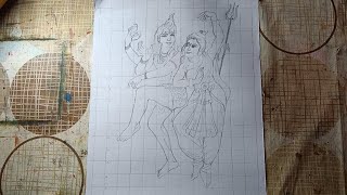 Mahadev and Parvati drawing