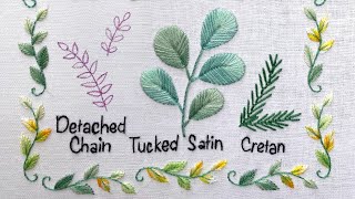 Eucalyptus Leaf Embroidery Tutorial 🍃 Tucked Satin Stitch for Rounded Shapes | Hand Embroidery