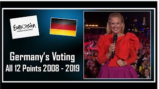 Germany's Voting | All 12 Points Each Year | Eurovision 2008 - 2019