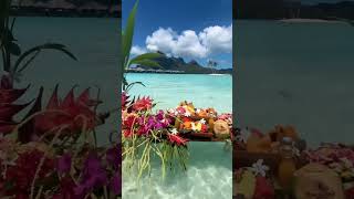 Breakfast of dreams in Bora Bora! 😍🥥🍉  #shorts #travel #borabora