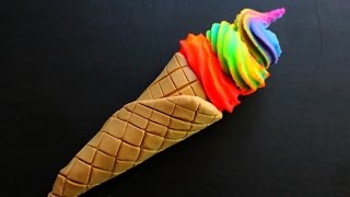 Play dogh creations: How to make a rainbow icecream. Educational videos for children