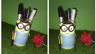 cartoon theme penholder 💛🩵#crafting #trending #viral #diy