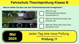 🚘 Führerschein Theorieprüfung Klasse B 🚗 Mai 2024 - Prüfung 11 🎓📚