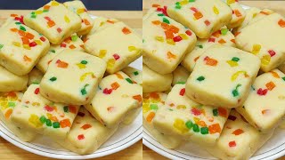 Milk Powder Burfi Recipe | Tutti Frutti Milk Powder Barfi | Milk Powder Barfi | Instant Sweet |