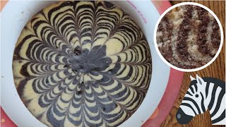 Eggless Marble cake recipe | Zebra sponge cake without oven | Ruchira