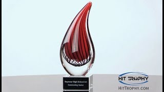 Red Drop Art Glass Award 2249 with Free Engraving