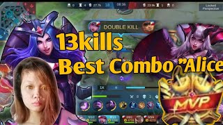 Alice Best Combo/ Tutorial/ Best Build Item/Unlimited Mana🤘☺️