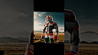 "Tiger Warrior with Indian Flag: Epic Hybrid Fighter in Open Grassland"