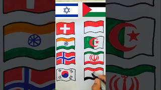 Wrong ❌ Israel 🇮🇱 VS Right Palestine 🇵🇸 support countries flag drawing#palestine#shorts