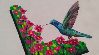 Humming Bird Rangoli design | Bird 🐦rangoli | Flowers🌸Rangoli