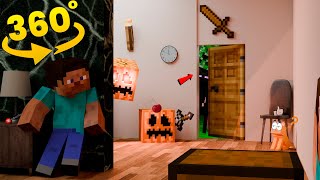 VR 360° - STEVE'S WORST NIGHT EVER! HE'S SCARED! | MINECRAFT HORROR | 4K Experience POV