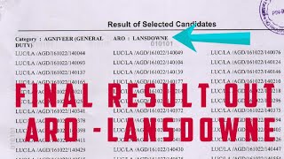 16 oct  ARO-LANSDOWNE FINAL RESULT 2022 OUT।। agniveer #aro #lansdowne #army #agniveer