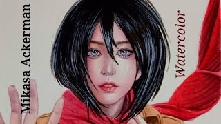 Mikasa Ackerman watercolor painting -timelapse-