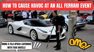 SUPER RARE ALL WHITE 6 MILLION $ LAFERRARI RANDOMLY SHOWS UP AT FERRARI EVENT & ERUPTS IN CHAOS !!!