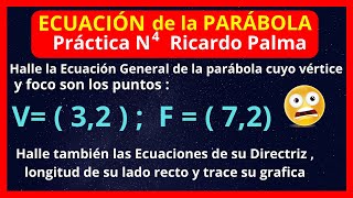 ✅✅Cómo Hallar LA ECUACIÓN DE LA PARÁBOLA Teniendo FOCO Y VÉRTICE 2023🚀🚀GEOMETRÍA ANALÍTICA