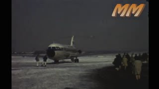 Birmingham Airport in the Snow 1969 old cine film 340