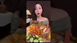 Mukbang Xiên sạch full topping #mukbang #fruitsong #amthuc #cooking #bratzfam #childhoodfavorites