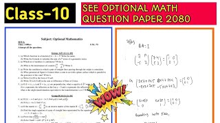 Class 10 opt maths question paper with solution  | see question paper 2080