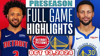 Golden State Warriors Vs Detroit Pistons Full Game Highlights Oct 13,2024 NBA Preseason