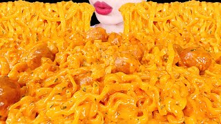 ASMR MUKBANG｜CHEESY CARBO FIRE NOODLES & SAUSAGE 꾸덕꾸덕 까르보 불닭볶음면 & 소세지 EATING SOUNDS 먹방