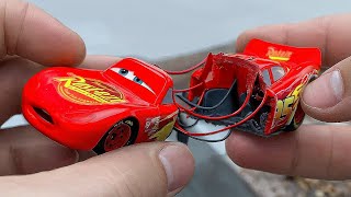 Cut in HALF Lightning McQueen | We Сut Toy Pixar Cars TWO PARTS : Lightning McQueen, Tow Mater, Arvy