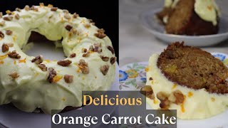 Moist and Flavorful Orange Carrot Cake Topped with Zesty Cream Cheese Frosting