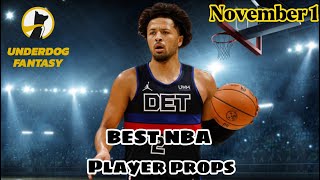 TODAYS BEST UNDERDOG FANTASY NBA PLAYER PICK’EMs - Wednesday November 1