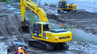 Riverbed Sedimentation Clearing Using Long Reach Excavator